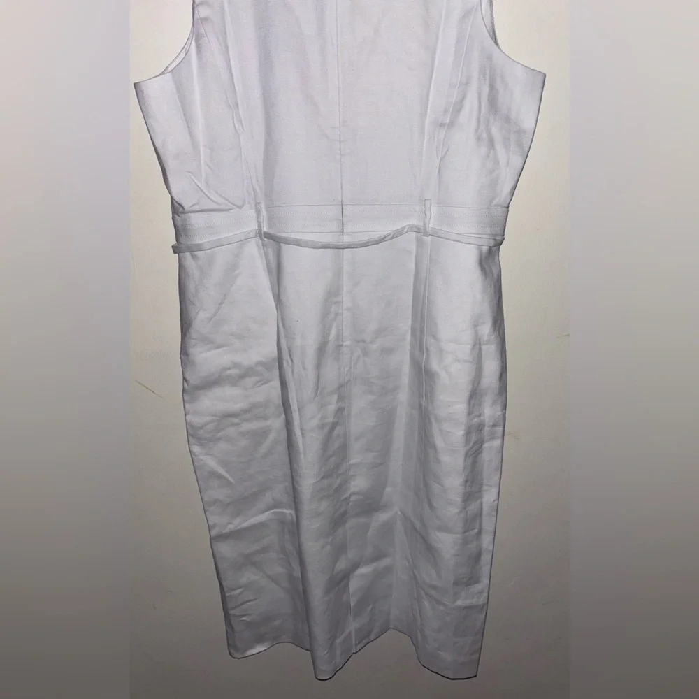 NWT J.Crew Executive dress in stretch linen blend Size 16 White Resort Preppy